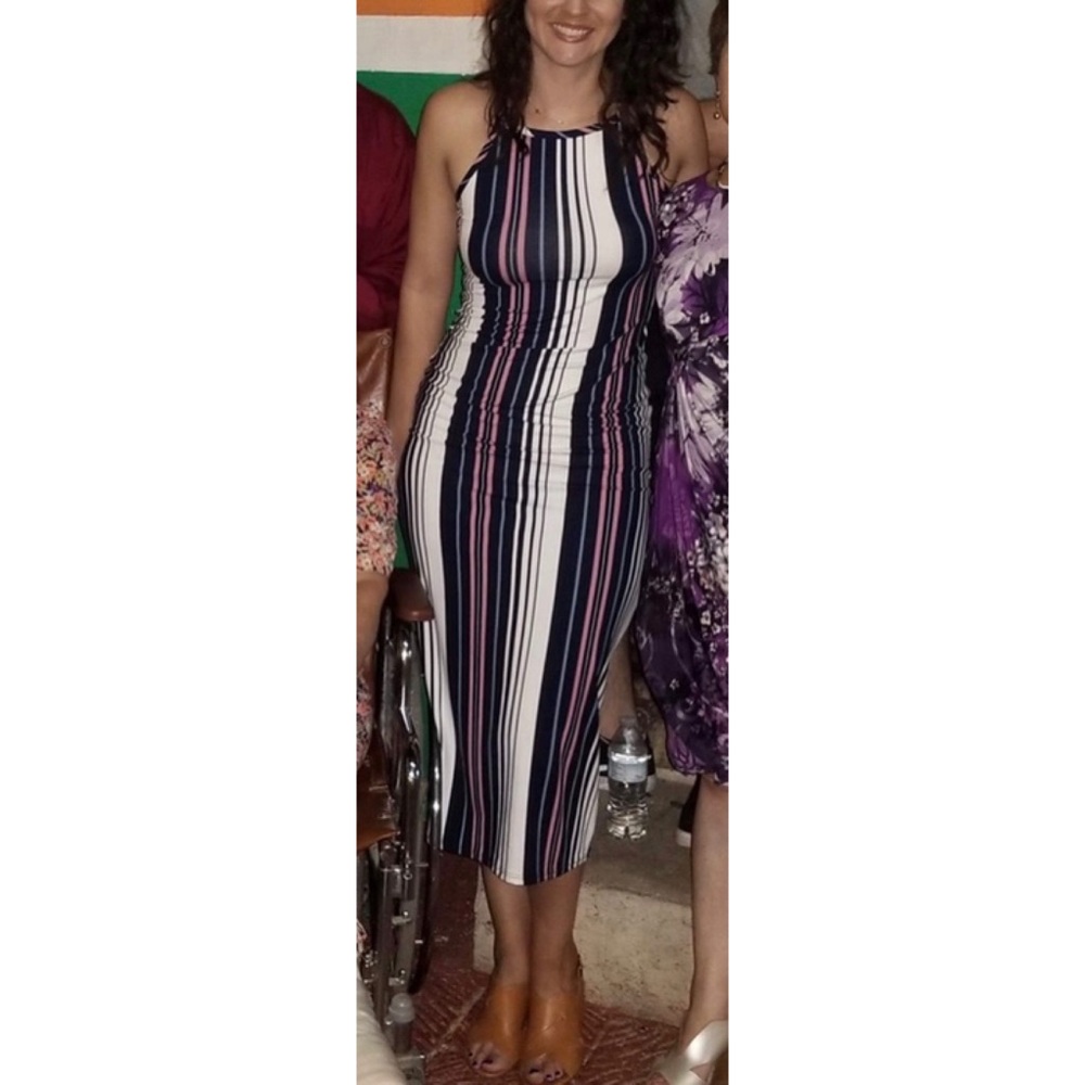 Long Fitted Striped Dress